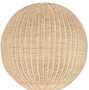 Casa Padrino Luxus Designer Stehleuchte Naturfarben  60 x H. 225 cm - Runde Rattan Stehlampe - Wohnzimmer Stehleuchte - Luxus Leuchten - Luxus Stehleuchten