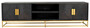 Casa Padrino Luxus TV Schrank Schwarz / Gold 220 x 42,5 x H. 60 cm - Massivholz Sideboard mit 4 T�ren - Wohnzimmer M�bel - Hotel M�bel - Luxus Kollektion