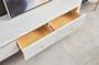 Casa Padrino Luxus TV Schrank Wei� / Messingfarben / Gold 200 x 40 x H. 42 cm - Modernes Wohnzimmer Sideboard mit 3 Schubladen - Moderne Wohnzimmer TV M�bel