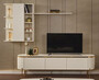 Casa Padrino Luxus TV Schrank Set Wei� / Gold - Wohnzimmer Sideboard mit H�ngeschrank - Wohnzimmer M�bel - Hotel M�bel - Luxus M�bel