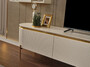 Casa Padrino Luxus TV Schrank Set Wei� / Gold - Wohnzimmer Sideboard mit H�ngeschrank - Wohnzimmer M�bel - Hotel M�bel - Luxus M�bel