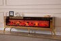 Casa Padrino Luxus TV Schrank mit LED Elektrokamin und Fernbedienung Gold 180 cm