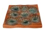 Casa Padrino Luxus Tablett Orange 31,5 x 32,5 x H. 3 cm - Deko Tablett und Wandrelief in Anemonen-Form aus feinem Porzellan - Luxus Deko Accessoires