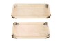 Casa Padrino Luxus Tabletts 2er Set Schwarz / Beige - Elegante Deko Tabletts aus transluzentem Kunstharz in Schwarz und Creme - Luxus Deko Accessoires