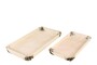 Casa Padrino Luxus Tabletts 2er Set Schwarz / Beige - Elegante Deko Tabletts aus transluzentem Kunstharz in Schwarz und Creme - Luxus Deko Accessoires