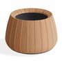 Casa Padrino Luxus Teakholz Blumentopf Naturfarben  50 cm - Runder Pflanzentopf - Garten Deko Accessoires - Terrassen Deko