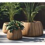 Casa Padrino Luxus Teakholz Blumentopf Naturfarben  70 cm - Runder Pflanzentopf - Garten Deko Accessoires - Terrassen Deko