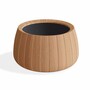 Casa Padrino Luxus Teakholz Blumentopf Naturfarben  70 cm - Runder Pflanzentopf - Garten Deko Accessoires - Terrassen Deko