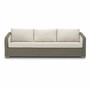 Casa Padrino Luxus Kunstrattan Garten Sofa Grau / Sandfarben 254 cm - Garten M�bel