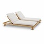 Casa Padrino Luxus Teakholz Doppel Gartenliege Naturfarben / Sandfarben - Luxus Poolliege