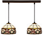 Casa Padrino Luxus Tiffany Doppel H�ngeleuchte Blumen Mehrfarbig 50 x 20 x H. 130 cm - Tiffany H�ngelampe mit handgefertigten Glas Lampenschirmen - Luxus Tiffany Leuchten 