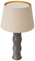 Casa Padrino Luxus Tischleuchte Grau / Antik Messing / Beige  38 x H. 88 cm - Moderne Marmor Schreibtschleuchte in Bambus Optik - Luxus Kollektion