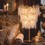 Casa Padrino Luxus Tischleuchte Gold / Schwarz H. 105 cm - Luxus Schreibtischleuchte - Luxus Leuchten