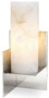Casa Padrino Designer Tischleuchte Silber / Alabaster 18,5 x 18,5 x H. 40 cm - Moderne Tischlampe mit Alabaster Lampenschirm - Luxus Kollektion