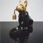 Casa Padrino Luxus Tischleuchte Bulldogge Schwarz / Gold H. 30 cm - Deko Leuchten