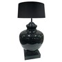 Casa Padrino Luxus Tischleuchte Schwarz 46 x 35 x H. 83 cm - Vasenf�rmige Tischleuchte mit Lampenschirm