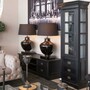 Casa Padrino Luxus Tischleuchte Schwarz 46 x 35 x H. 83 cm - Vasenf�rmige Tischleuchte mit Lampenschirm