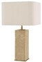 Casa Padrino Luxus Tischleuchte Beige / Antik Messing / Creme 35 x 35 x H. 63 cm - Travertin Schreibtischleuchte mit quadratischem Lampenschirm - Luxus Tischleuchten - Luxus Kollektion