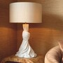 Casa Padrino Luxus Tischleuchte Wei� / Creme H. 88 cm - Runde Schreibtischleuchte - Luxus Leuchten
