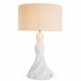 Casa Padrino Luxus Tischleuchte Wei� / Creme H. 88 cm - Runde Schreibtischleuchte - Luxus Leuchten