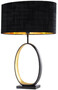 Casa Padrino Luxus Tischleuchte Anthrazitgrau / Gold / Schwarz  50,5 x H. 74 cm - Moderne Tischlampe mit Granitsockel und rundem Lampenschirm - Wohnzimmer Lampe