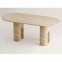 Casa Padrino Luxus Esstisch Beige 190 cm - Ovaler Travertin Esszimmertisch 