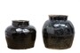 Casa Padrino Luxus Vase  24-33 x H. 24-29 cm - Bauchige Keramik Vase im Antik-Look - Luxus Deko Accessoires