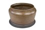 Casa Padrino Luxus Vase Braun  34-50 x H. 14-35,5 cm - Breite organisch geformte Deko Vase aus Steingut in Braun - Luxus Deko Accessoires