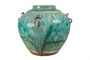 Casa Padrino Luxus Vase Gr�n  32 x H. 30 cm - Gro�e bauchige Deko Vase aus Steingut in Gr�n - Luxus Deko Accessoires
