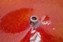 Casa Padrino Luxus Vase Orange  33 x H. 25,5 cm - Breite Deko Vase aus Steingut in kr�ftigem Orange - Luxus Deko Accessoires