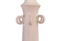 Casa Padrino Luxus Vase Rosa  15 x H. 54,5 cm - Hohe schlanke Vase Datoga Choker aus Steingut mit Ringen am Hals - Luxus Deko Accessoires