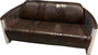 Casa Padrino Luxus Art Deco Leder Sofa 172 x 70 x H. 82 cm - Verschiedene Farben - Aluminium Wohnzimmer Sofa mit Echtleder - Aluminium Flugzeug Flieger Sofa M�bel