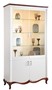 Casa Padrino Luxus Art Deco Vitrinenschrank Wei� / Dunkelbraun 114 x 46,5 x H. 209,5 cm - Wohnzimmerschrank mit 4 T�ren - Wohnzimmerm�bel 