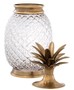 Casa Padrino Luxus Vorratsglas mit Deckel im Ananas Design Vintage Messingfarben  16,5 x H. 36,5 cm - Designer Deko Accessoires
