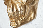 Casa Padrino Designer Metall Wanddeko Skulptur Totenkopf Gold 30 x 20 x H. 40 cm - Metall Wanddeko Figur Skull