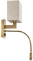 Casa Padrino Luxus Wandleuchte Antik Messing / Beige 19 x 17 x H. 32 cm - Wandlampe mit schwenbarer LED Leseleuchte - Hotel Leuchten - Luxus Leuchten - Luxus Wandleuchten - Luxus Qualit�t