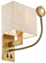 Casa Padrino Luxus Wandleuchte Antik Messing / Beige 19 x 17 x H. 32 cm - Wandlampe mit schwenbarer LED Leseleuchte - Hotel Leuchten - Luxus Leuchten - Luxus Wandleuchten - Luxus Qualit�t