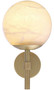 Casa Padrino Luxus Wandleuchte Antik Messingfarben / Alabaster 18 x 26 x H. 35 cm - Elegante Metall Wandlampe mit rundem Alabaster Lampenschirm - Luxus Kollektion