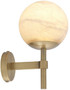 Casa Padrino Luxus Wandleuchte Antik Messingfarben / Alabaster 18 x 26 x H. 35 cm - Elegante Metall Wandlampe mit rundem Alabaster Lampenschirm - Luxus Kollektion