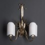 Casa Padrino Luxus Wandleuchte Gold-Silber B. 45 x H. 54 cm - Handgefertigte Wandleuchte aus Schmiedeeisen mit Weizen�hren - Luxus Kollektion - Edel & Prunkvoll 