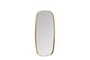 Casa Padrino Luxus Wandspiegel Gold 24 x 3 x H. 50 cm - Spiegel Nibbles S mit Rahmen aus geb�rstetem massivem Messing - Luxus Deko Accessoires