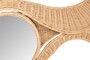 Casa Padrino Luxus Wandspiegel Naturfarben 165 x 12 x H. 88 cm - Breiter Wandspiegel im Querformat mit Rahmen aus geflochtenem Rattan auf Stahlgestell - Luxus Deko Accessoires