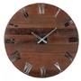 Casa Padrino Luxus Wanduhr Braun / Silber  79 cm - Gro�e runde Holz Wanduhr mit r�mischen Ziffern 