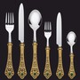 Casa Padrino Luxus Barock Essbesteck 6er Set Gold / Gr�n / Silber - Hotel & Restaurant Accessoires - Made in Italy