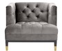 Casa Padrino Luxus Wohnzimmer Sessel Grau / Schwarz / Messingfarben 93 x 85 x H. 79 cm - Chesterfield M�bel