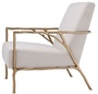 Casa Padrino Luxus Sessel Naturfarben / Gold 63 x 81 x H. 82 cm - Wohnzimmer Sessel - Luxus M�bel