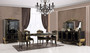 Casa Padrino Luxus Barock M�bel Set Schwarz / Gold - 1 Sideboard mit 4 T�ren & 1 Spiegel - Edle Barock M�bel - Edel & Prunkvoll