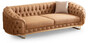 Casa Padrino Luxus Chesterfield Wohnzimmer Set Vintage Braun / Messing - 2 Luxus Chesterfield Sofas & 2 Luxus Chesterfield Sessel - Wohnzimmer M�bel - Luxus M�bel - Chesterfield M�bel