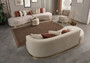 Casa Padrino Luxus Wohnzimmer Set Creme / Gold - 2 Luxus Sofas & 1 Luxus Drehsessel & 1 Luxus Hocker - Wohnzimmer M�bel - Luxus M�bel - Luxus Einrichtung - Wohnzimmer Einrichtung
