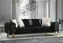 Casa Padrino Luxus Wohnzimmer Sofa mit verstellbarer R�ckenlehne Schwarz / Gold 223 x 93 x H. 76 cm - Wohnzimmer M�bel - Luxus M�bel